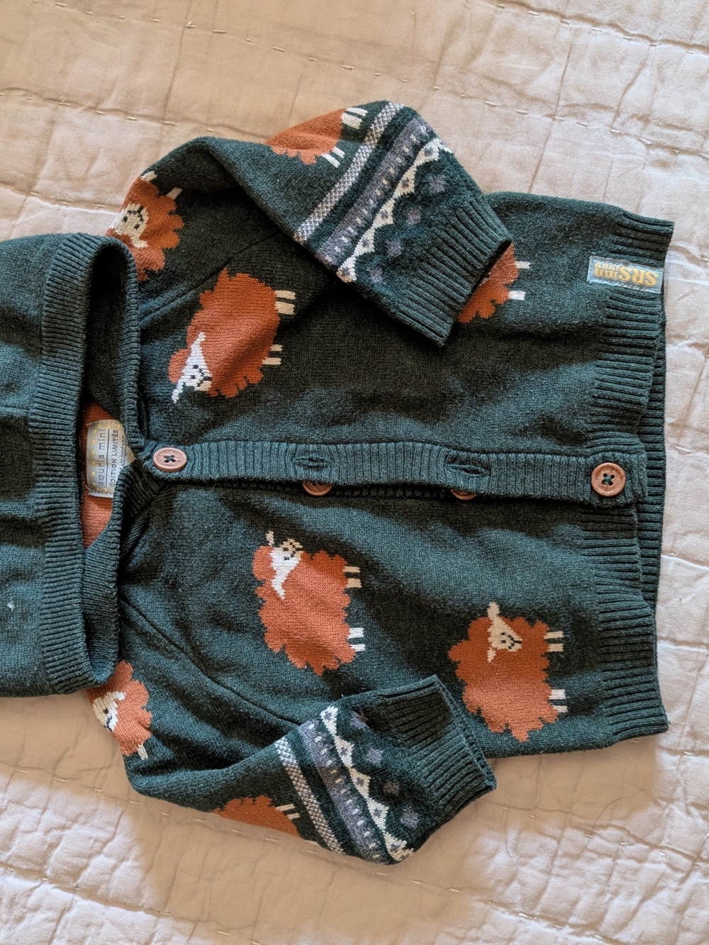 Souris Mini Lamb Baby Sweater - Green